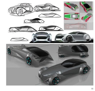 Sketches are combined with CAD drawings and computer generated renderings to bring cutting edge vehicles to life from the from the next generation of automotive designers - Seungyuop Lee BA 2019